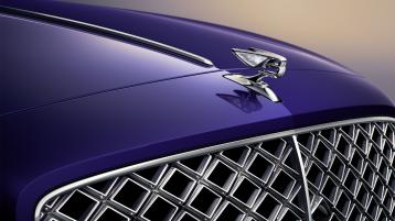 Bentley Flying Spur Mulliner in Tanzanite Purle colour with Black gloss matrix grille with chrome  surround and Flying ‘B’ radiator mascot 