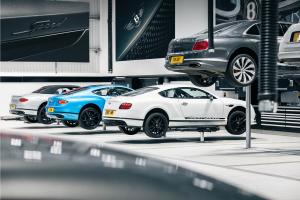 Collection of Bentley Continental GT, GTC and Bentley Flying Spur undergoing service at Bentley approved dealer. 