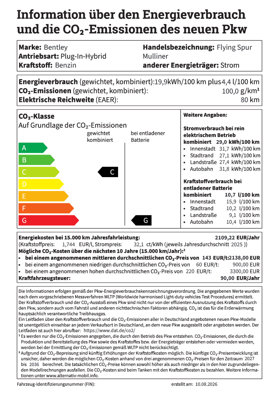 Pkw-Label Bentley Flying Spur Mulliner []