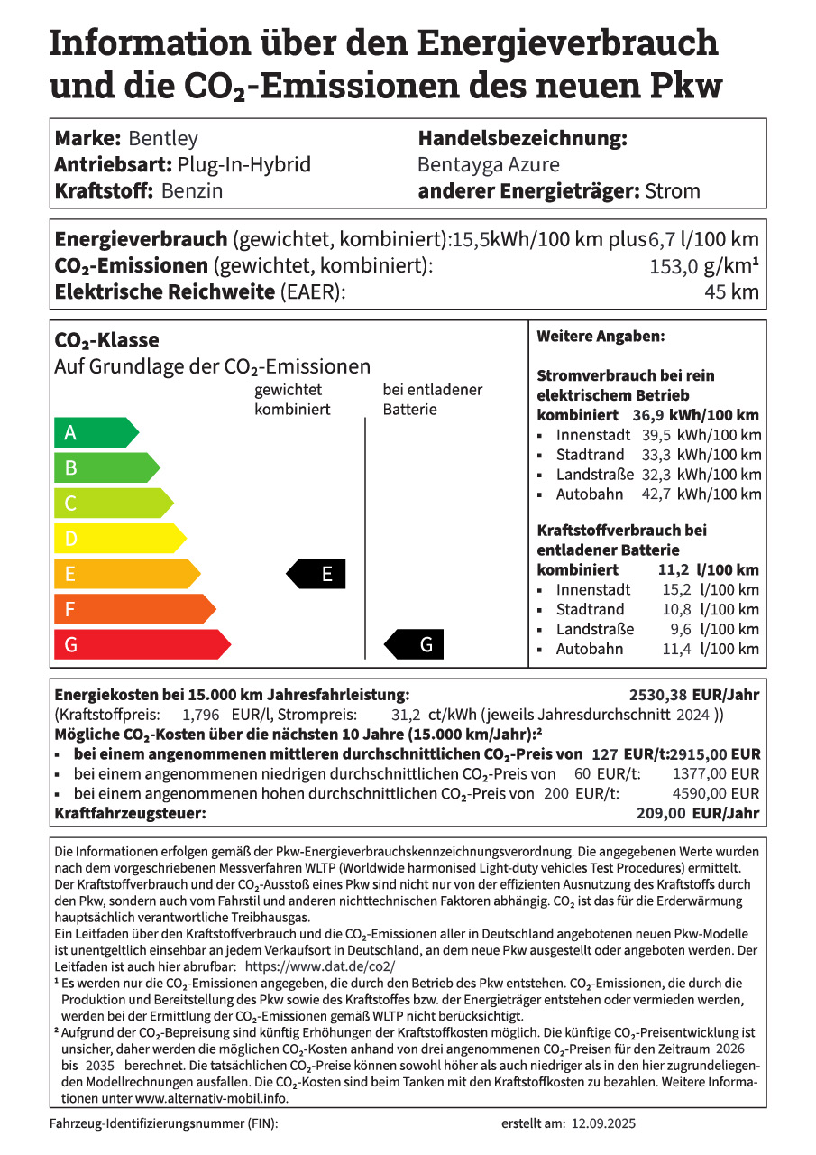 Pkw-Label Bentley Bentayga Azure []
