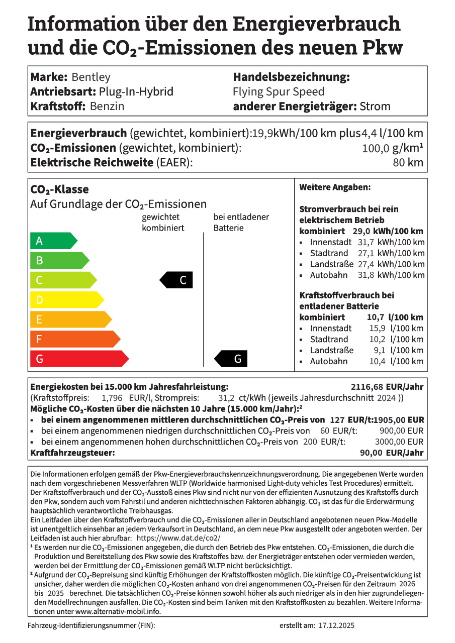 Pkw-Label Bentley Flying Spur Speed []