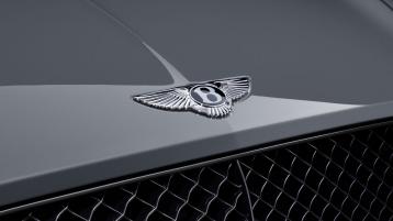 Front view of bonnet featuring Chrome Bentley Flying Wings Badge and Black Gloss Matrix grille.