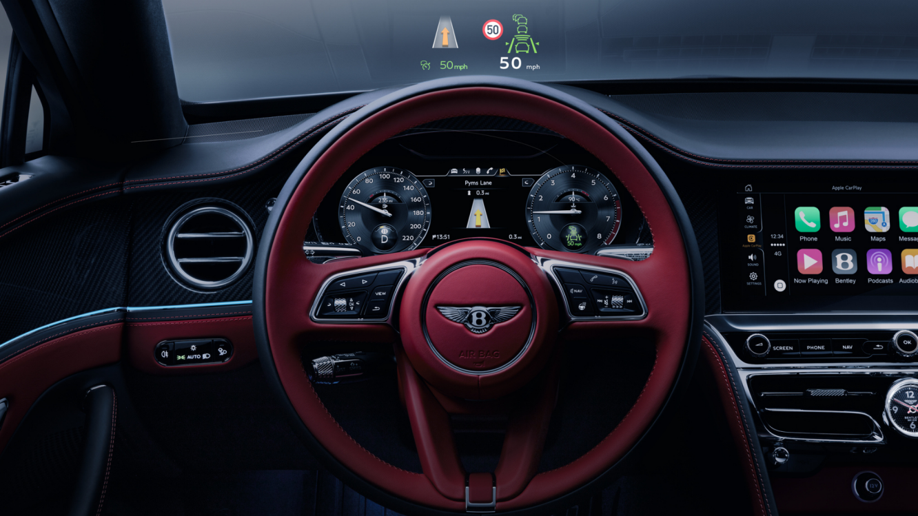 Heads up display in the Continental GT Speed as part of Touring Specification