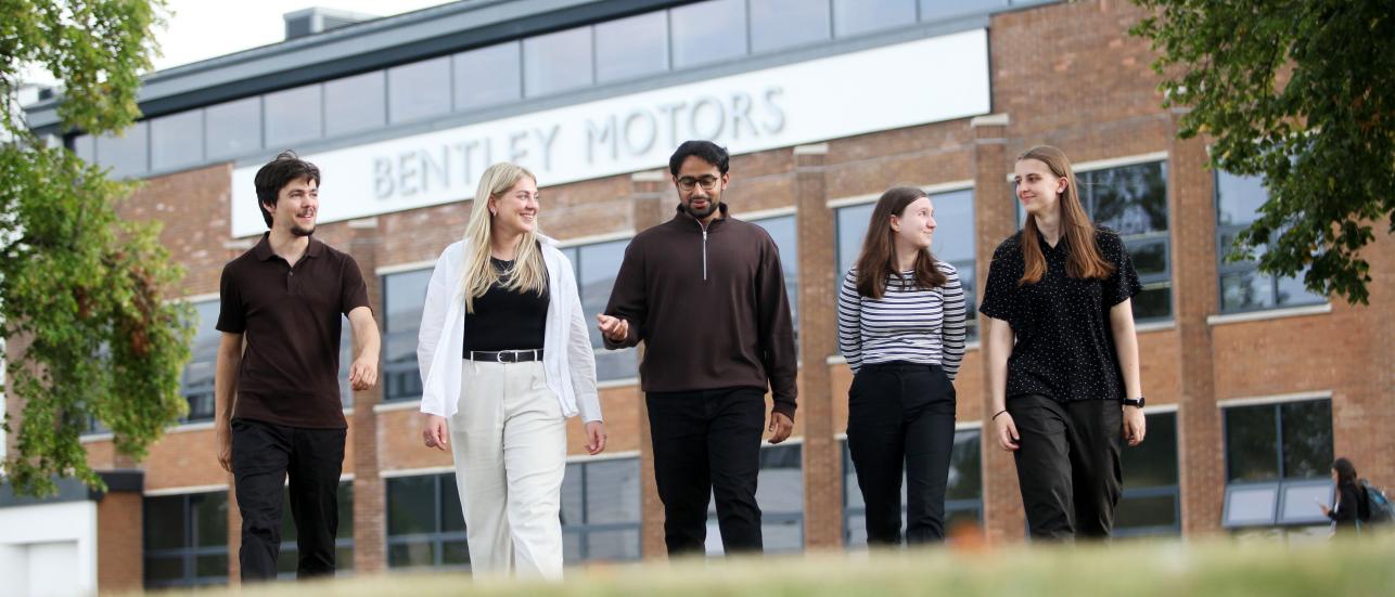 Bentley Early Careers colleagues walking across site.