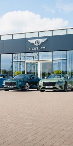Bentley products parked outside the CW1 showroom in Crewe