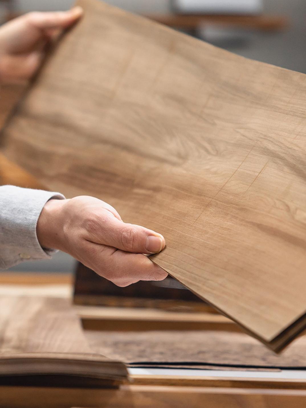 Bentley engineering review wood samples sourced via sustainable suppliers and methods