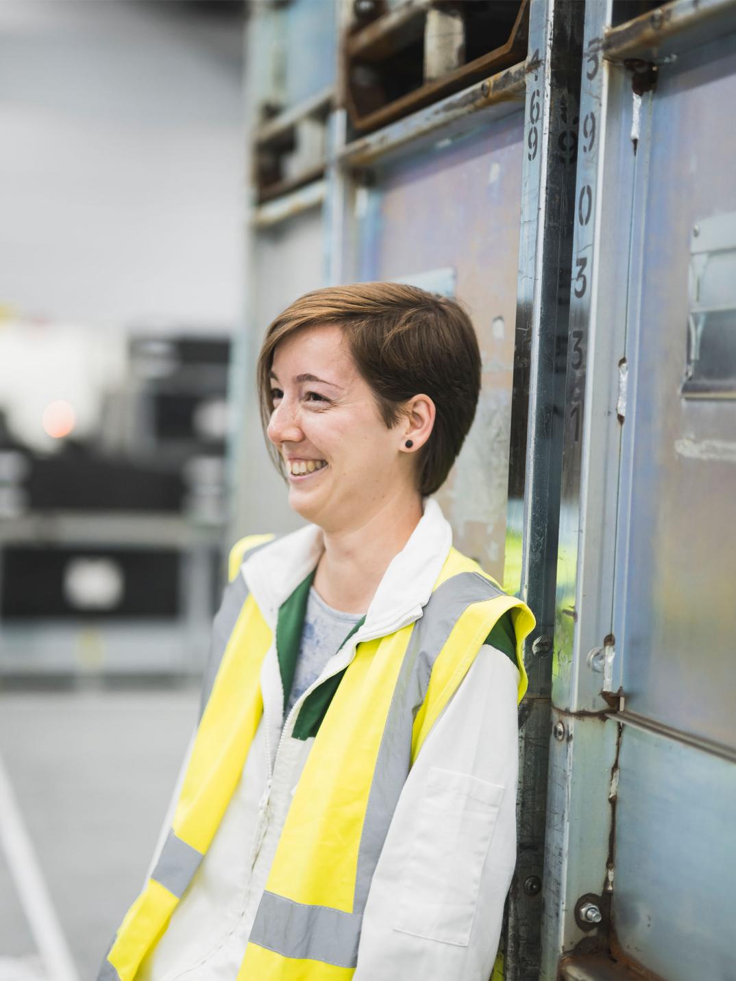 Fanny Weiss stood in the logistics warehouse.