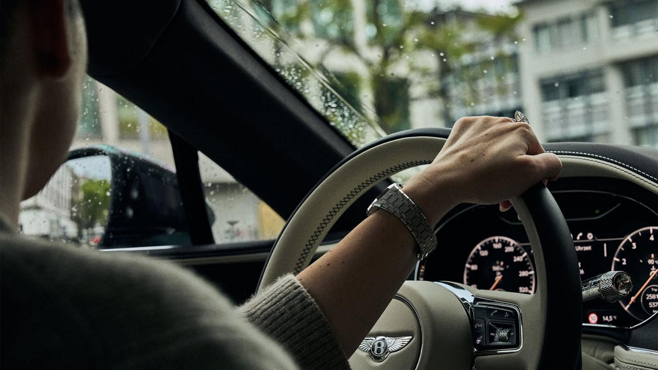 Leyla Hajrovic driving her Bentley Continental GT.