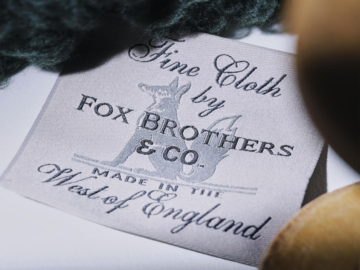 Close up of Fox Brothers logo.