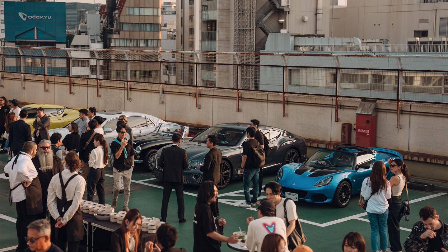 Guests and Cars at Bentley Coffee and Cars event.