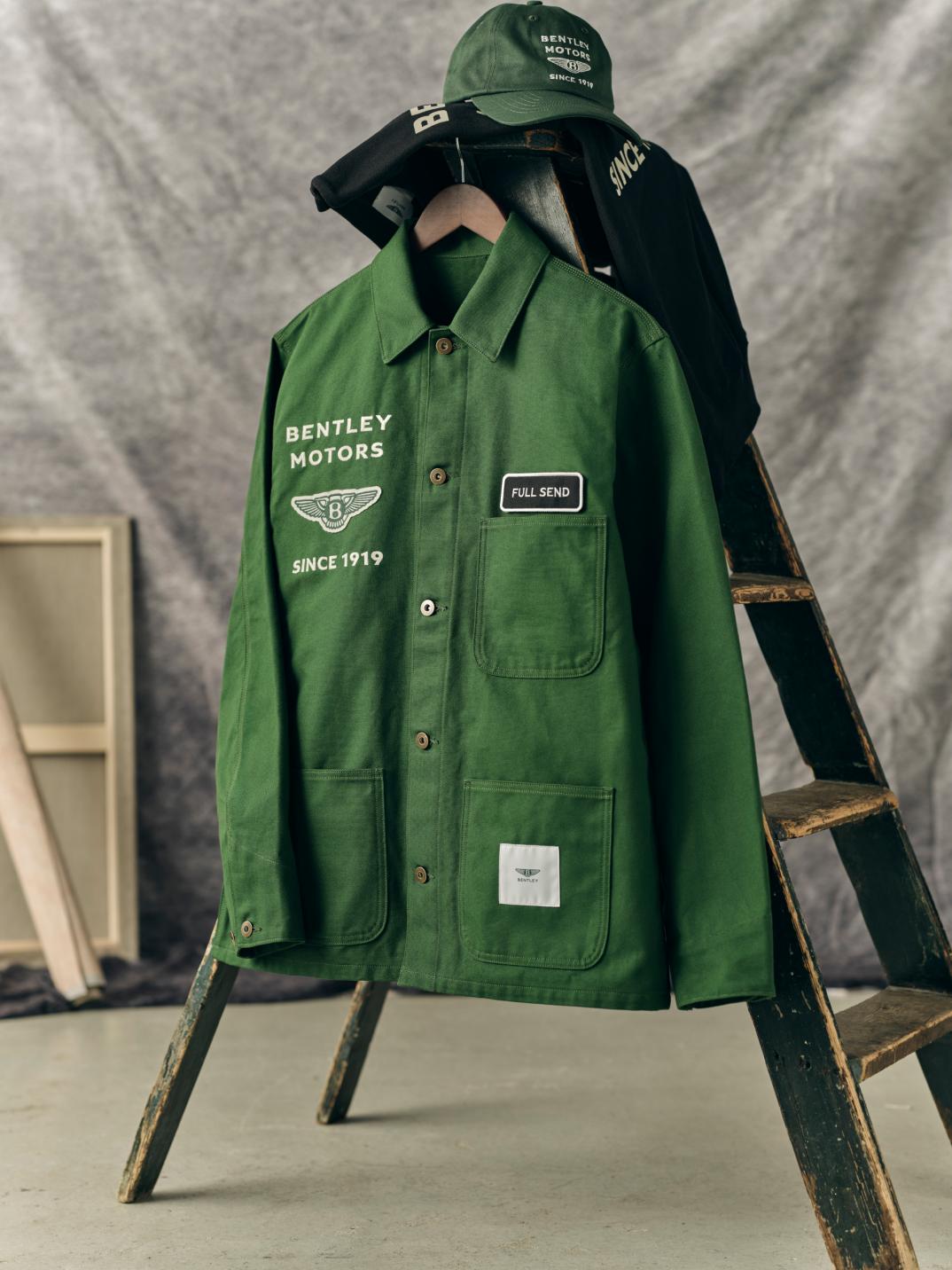 The Chort jacket displayed in a ladder with all badging and buttons visible