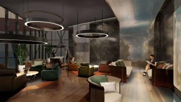 Communal space in Bentley residence in Miami, featuring elegant furniture and ambience.