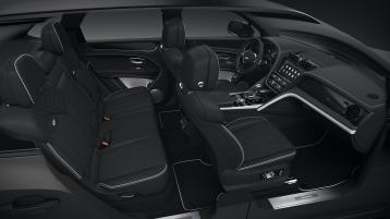 Full interior cabin overview of the Bentayga S Black Edition feature Beluga hide and Ice White contrasting trim