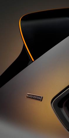 Close up of Black Edition D pillar badge which is exclusive to the Bentley Bentayga S