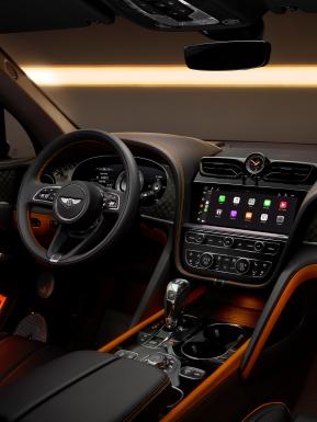 Close up of drivers display and MMI in the Bentayga S Black Edition highlighting it's connected car features