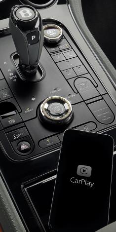 Close up of the driver controls of the new Bentley Continental GT Speed featuring the interior blackline package