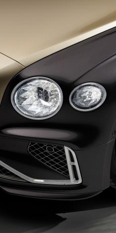 Close up of Bentley Flying Spur Mulliner front matrix headlights