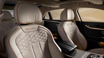 The front cabin of the new hybrid Bentley Flying Spur Mulliner with a exclusive Mulliner colour split
