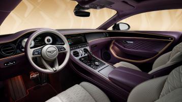 The front cabin of the new hybrid Bentley Continental GT Mulliner with a exclusive Mulliner colour split