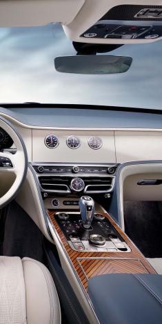Bentley Flying Spur Azure 8 speed auto transmission lever in view surrounded Open Pore Koa Veneer
