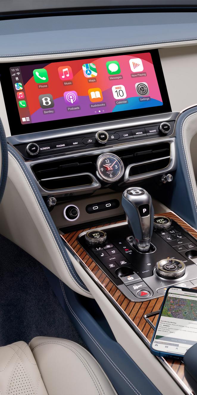 MMI screen and destination import functionality on the My Bentley App
