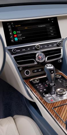 Bentley Flying Spur Azure seats with detailed contrast stitching and Azure Emblems in Imperial Blue colour contrast stitched in Portland hide.