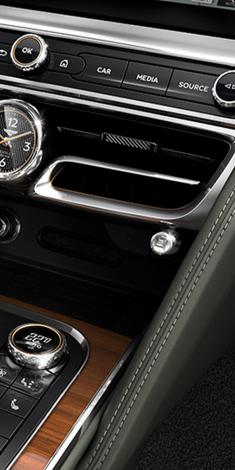 Close up of the air conditioning vents in the new hybrid Flying Spur