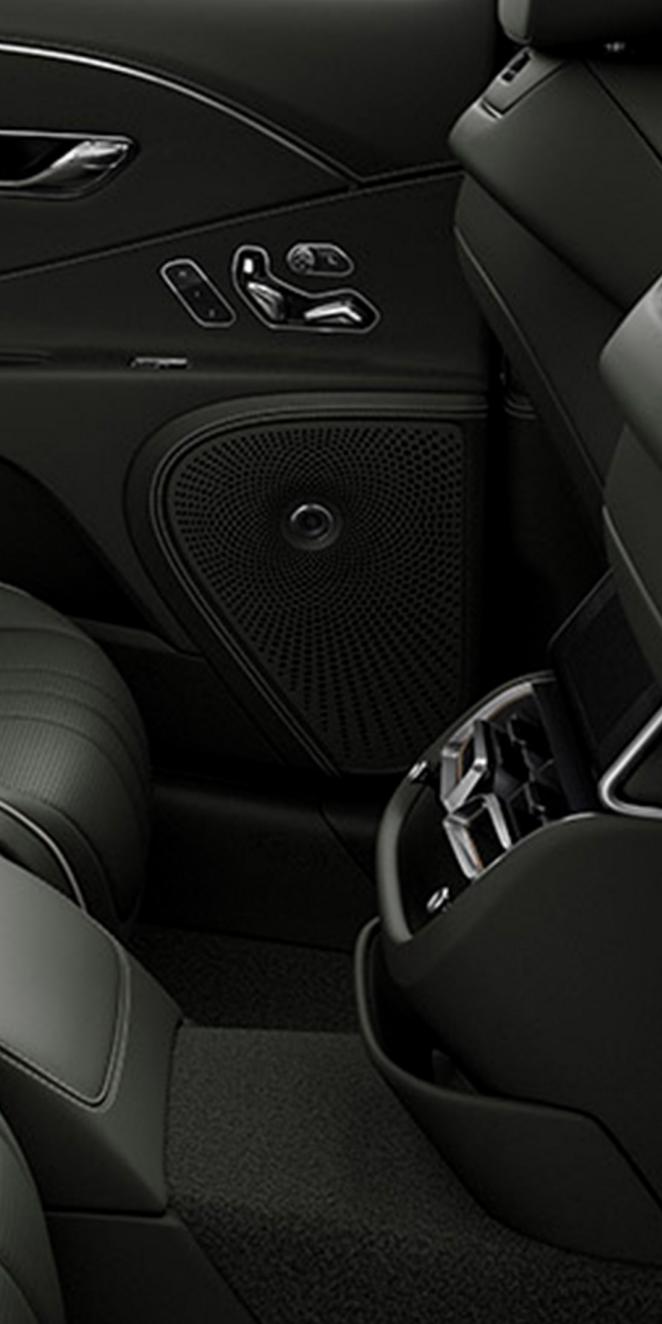 Close up of the speaker grille in the new hybrid Flying Spur