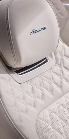 Heated, Duo-Tone Portland and Imperial blue hide, 3 Spoke, Hide Trimmed Steering Wheel of Bentley Continental GTC Azure V8.