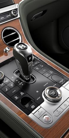 Close up of the gear lever and driver controls in the new Continental GT
