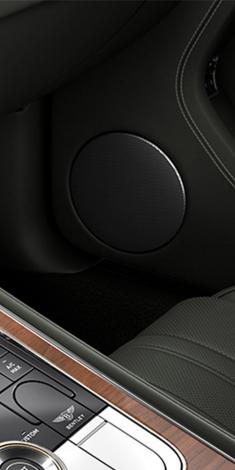 Close up of the speaker grille in the new hybrid Continental Gt