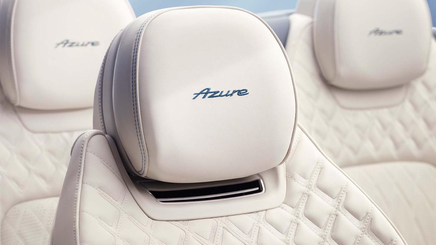 Close up of the headrest in the Continental GT Azure