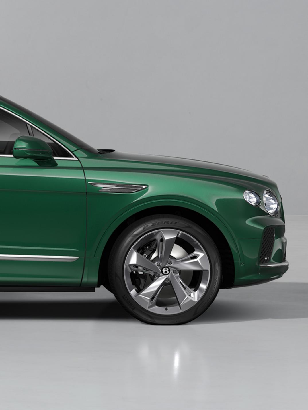 Front haunch of a Bentley Bentaga SUV in Verdant
