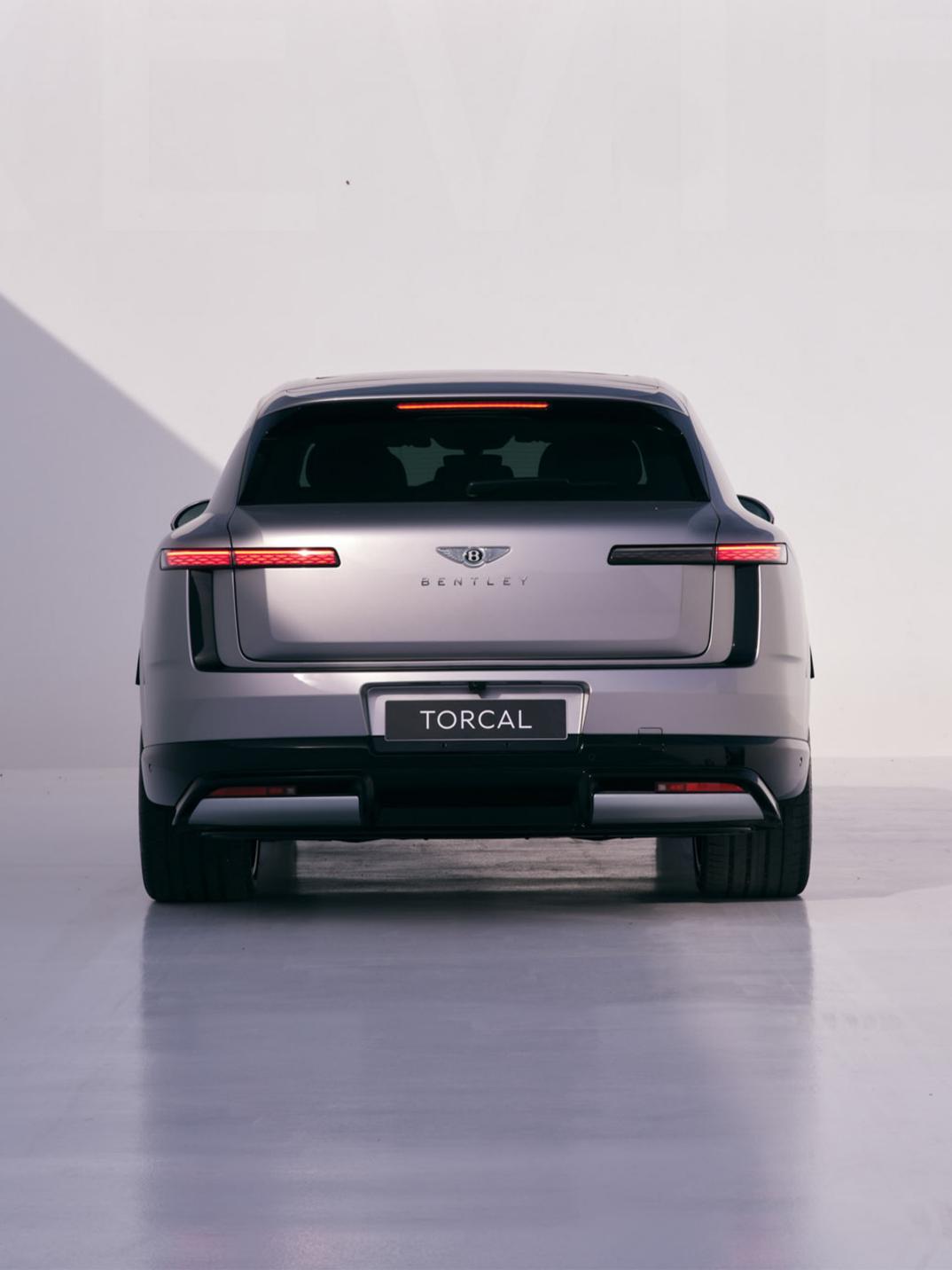 Rear view of the Bentley Torcal showing the red-lens rear lamps.