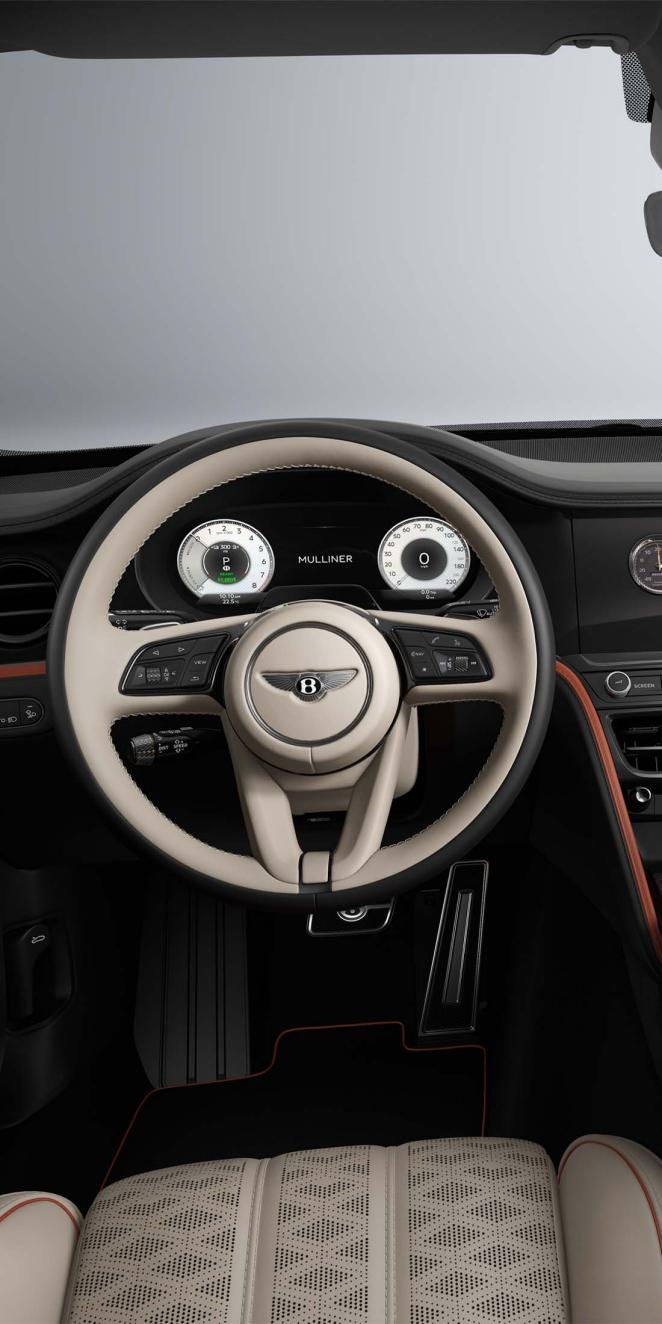 Nahaufnahme der Matrix-Scheinwerfer am Bentley Flying Spur Mulliner.