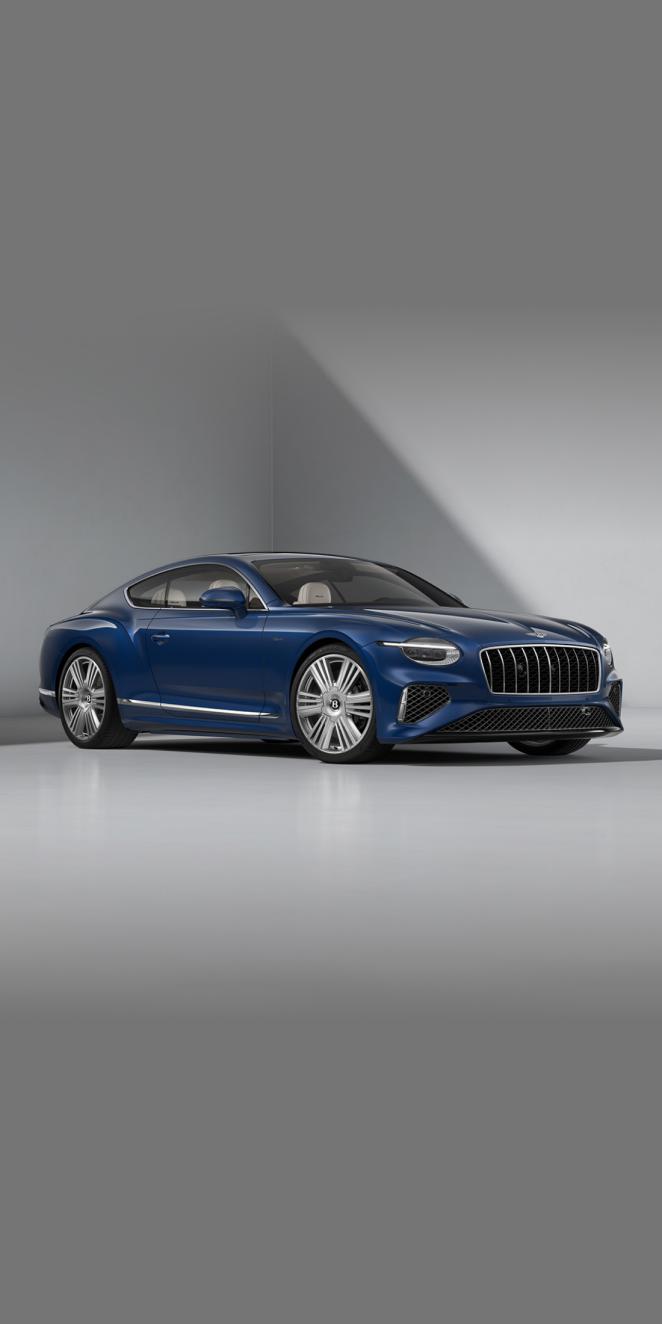 Front three quarters of the Bentley Continental GT Azure in Veridian.