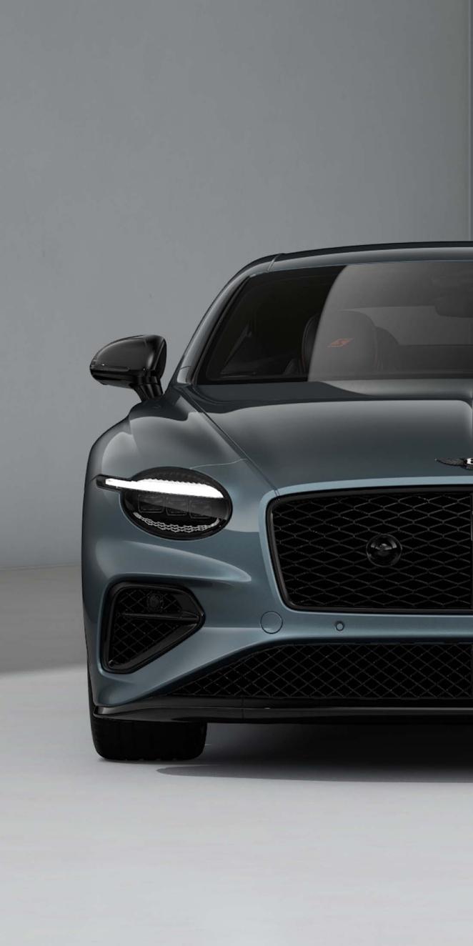 Close up of the right side of the front of a new Continental GT S in an Thunder Grey exterior colours