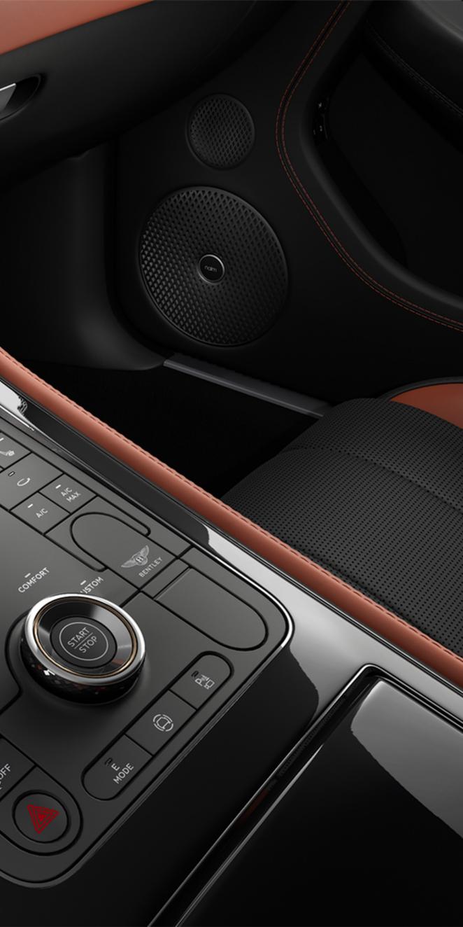 Close up of the Naim for Bentley speaker system in a new Continental GT S