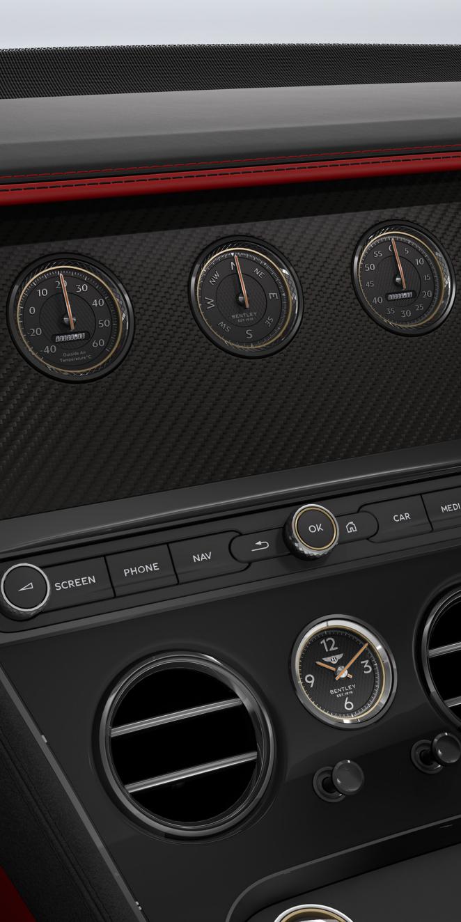 Close up of the rotating display in the Bentley Continental GT Speed.