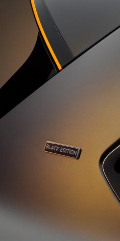 Close up of Black Edition D pillar badge which is exclusive to the Bentley Bentayga S