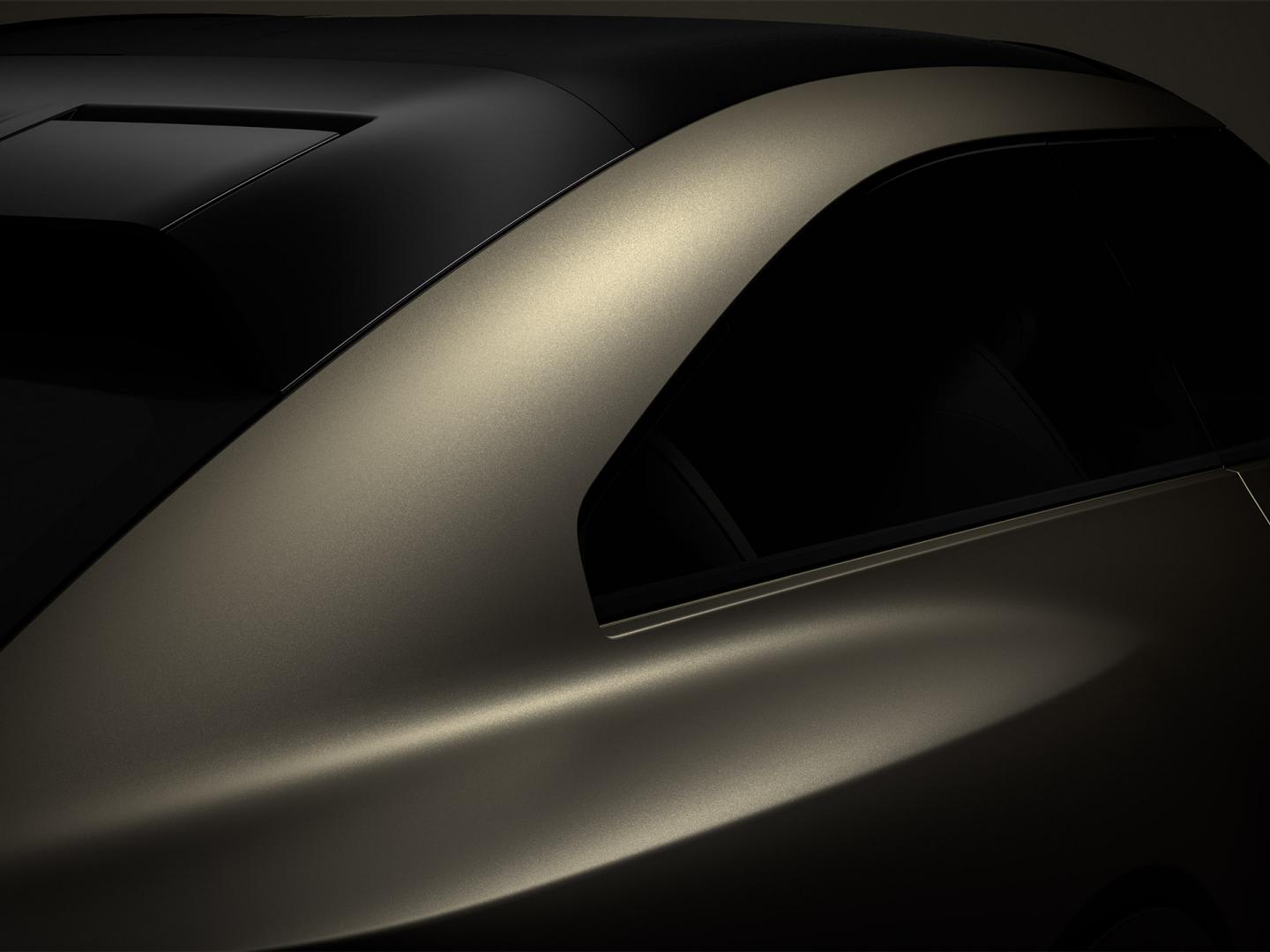 Rear haunch of EXP 15 with light highlighting contours of the concept car