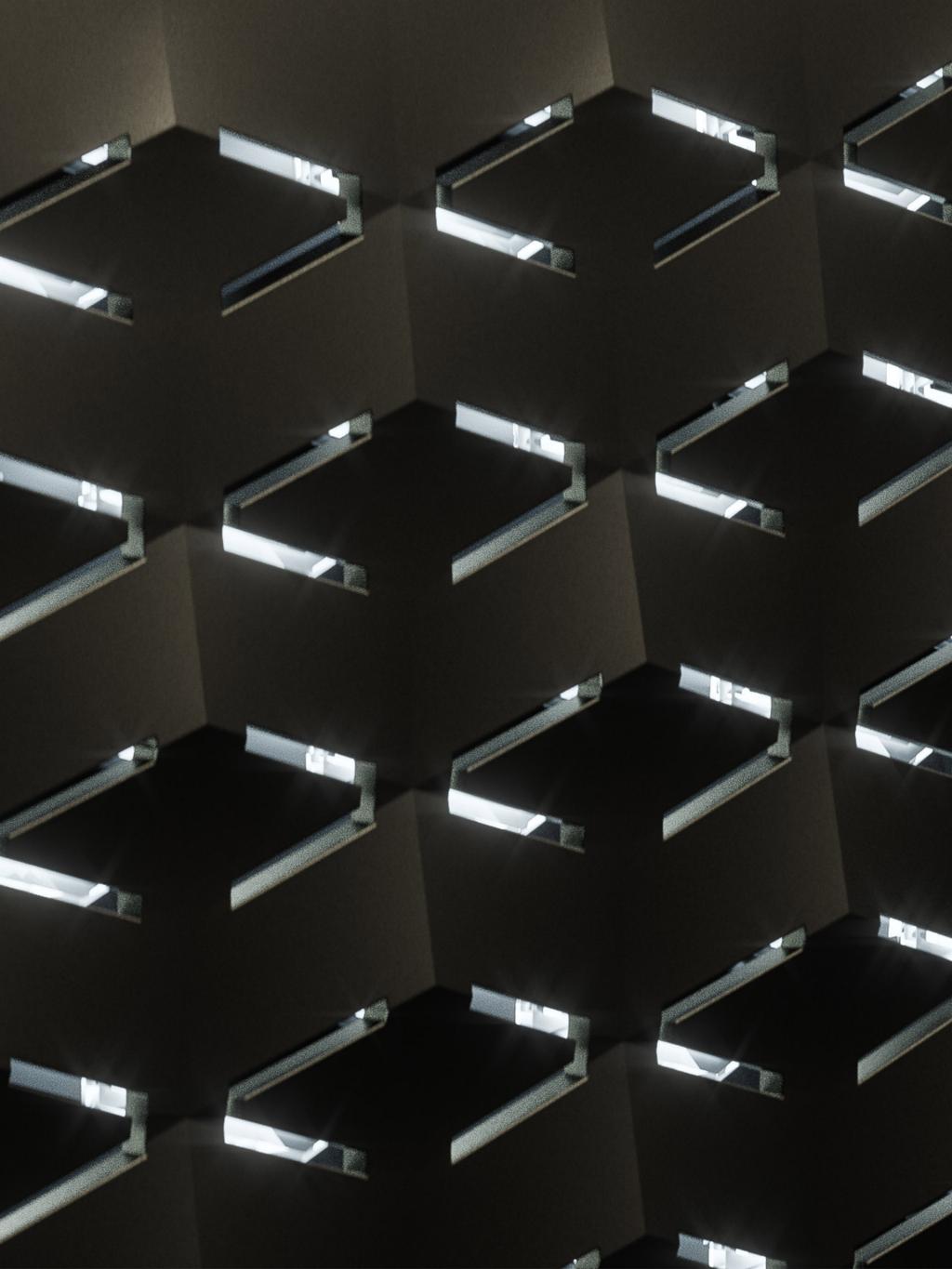 A close up of the diamond illuminated front grille featured on EXP 15