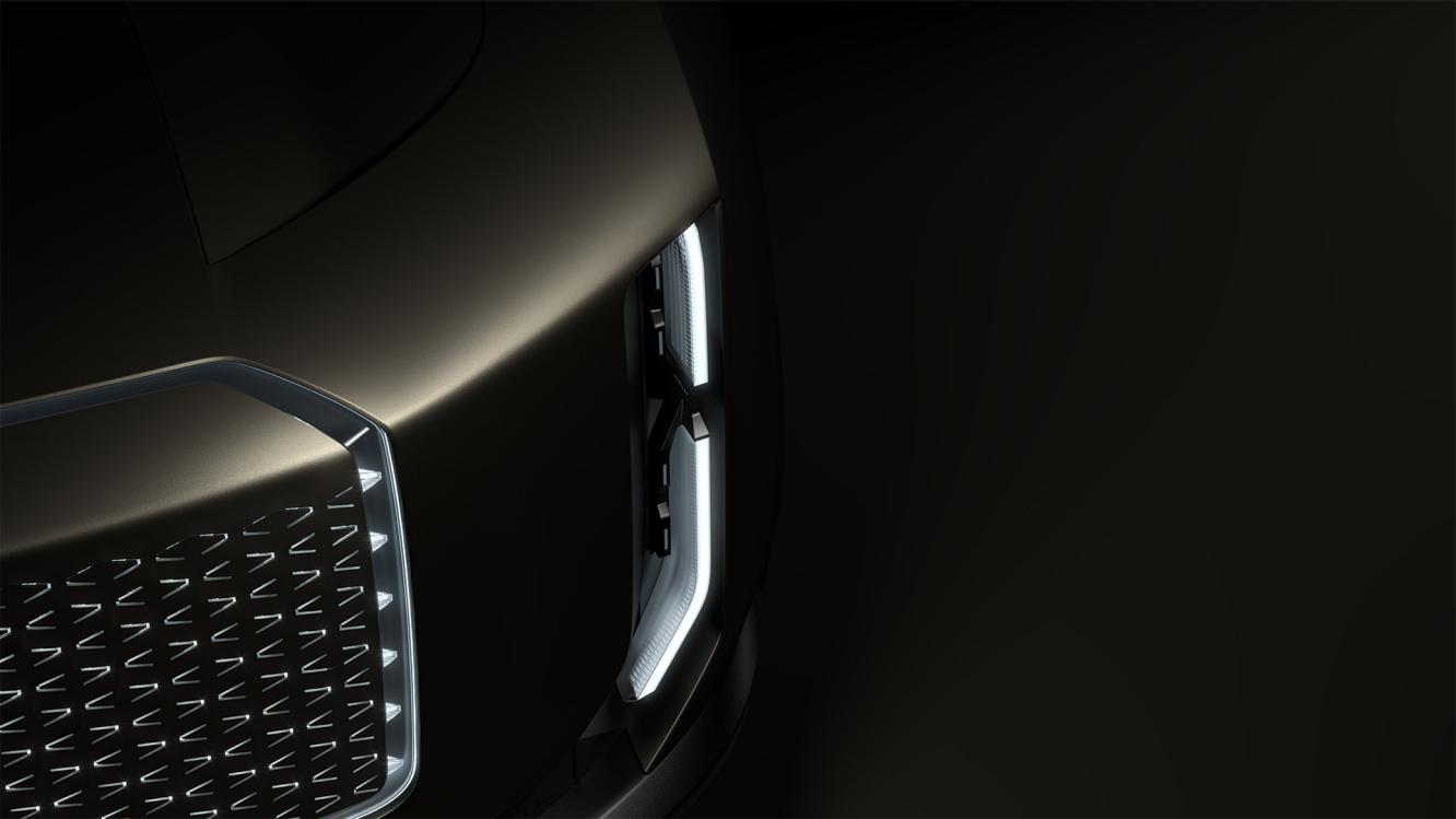 Close up of the LED Matrix headlights and front grille of EXP 15