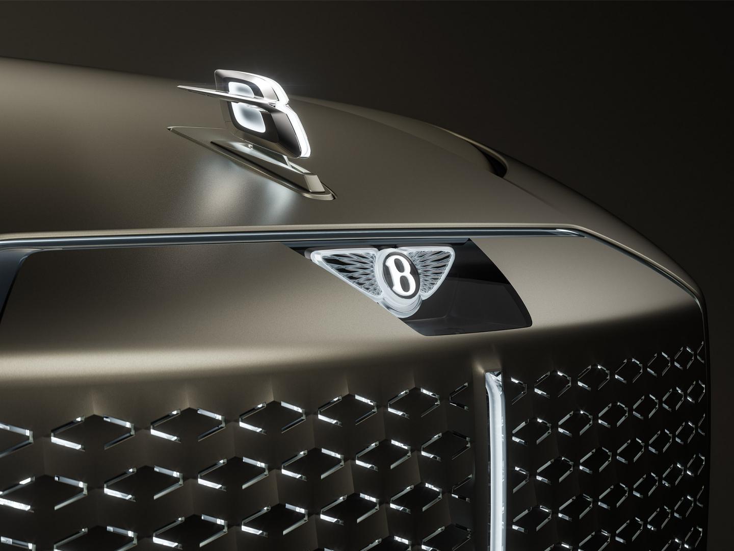 Close ups of the new Bentley wings and flying B introduced on EXP 15
