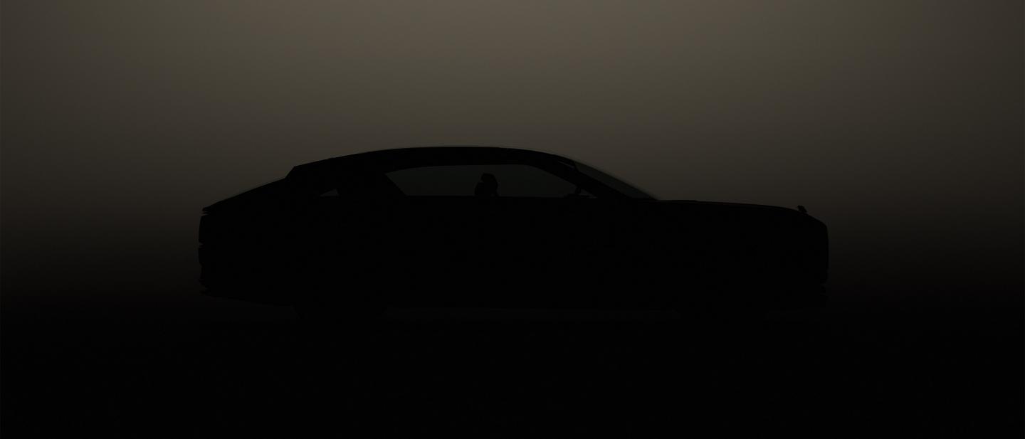 Side profile of the new Bentley EXP 15 Concept Car hidden as a dark silhouette