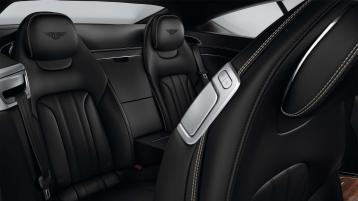Bentley Continental GT rear seats featuring Beluga hide and Bentley Emblem - Blind Stitch