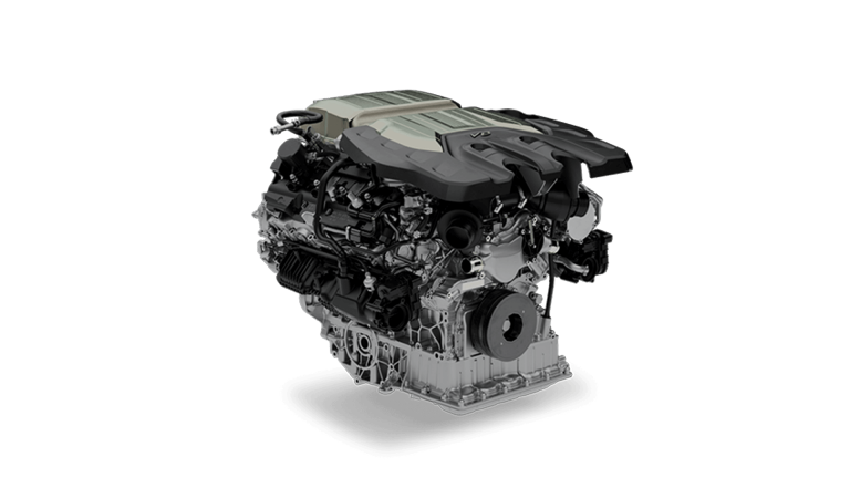 Bentley Flying Spur Mulliner's 4.0 litre twin turbocharged V8 engine.  
