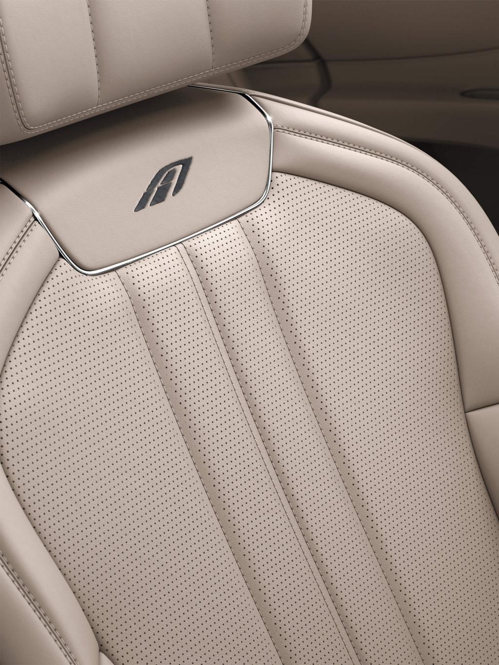 Bentley Flying Spur A V8 fluted leather seats featuring Contrast A Emblem Stitching in Portland Hide.