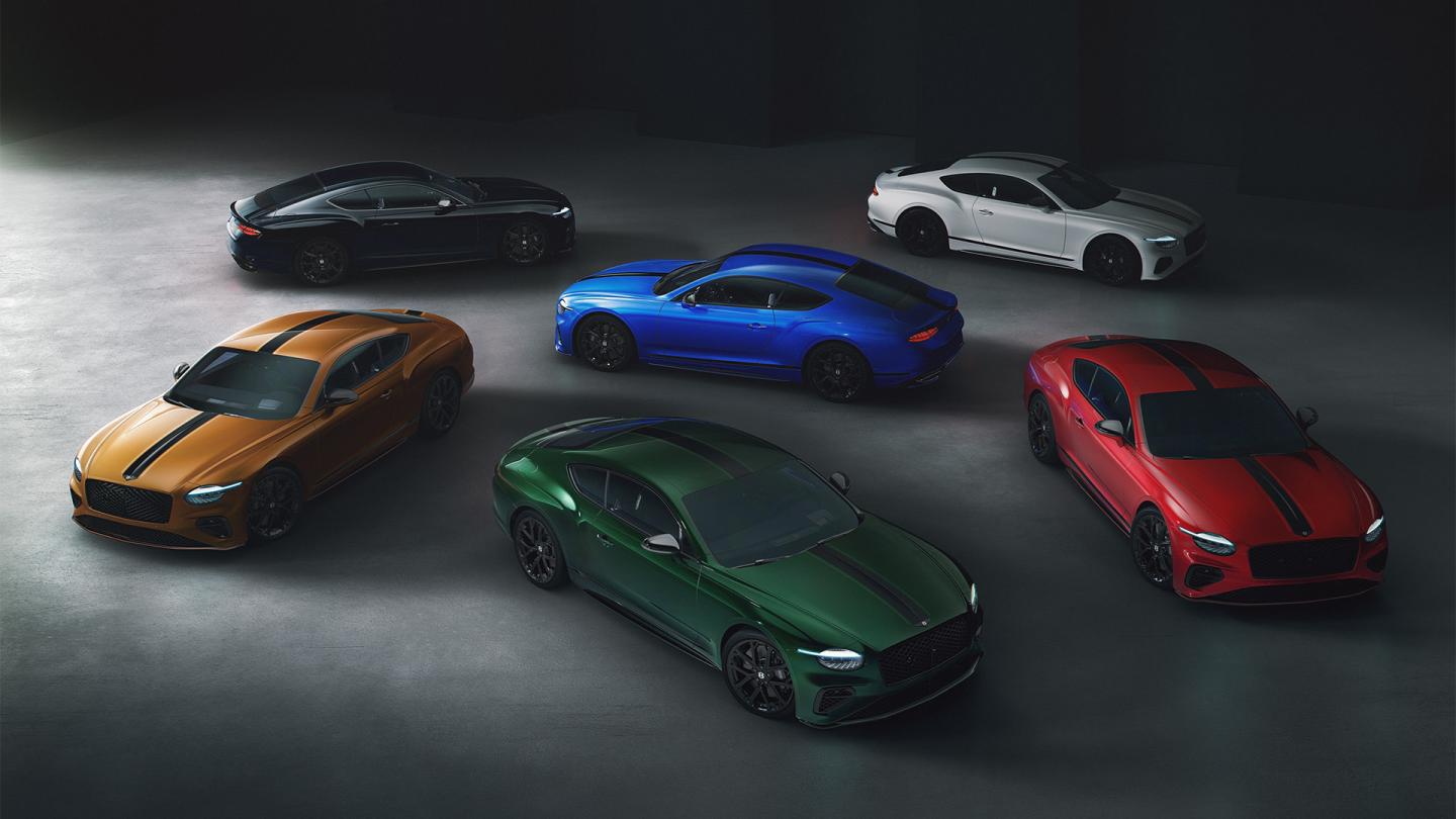 Bentley Continental GTs in all six colourway options for the Bespoke Series 2027 by Mulliner.