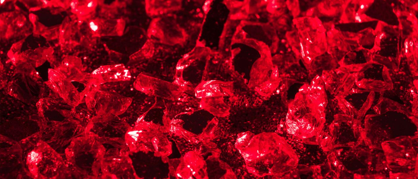 Close up of a red ruby.